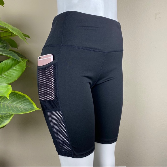 Black Active Wear Biker Short Net Legging - Picture 8 of 9